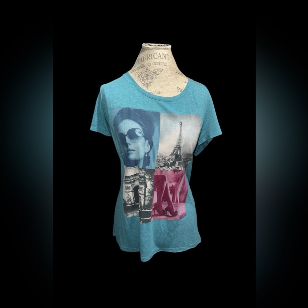 Style & Co. Teal Graphic Short Sleeve Tee